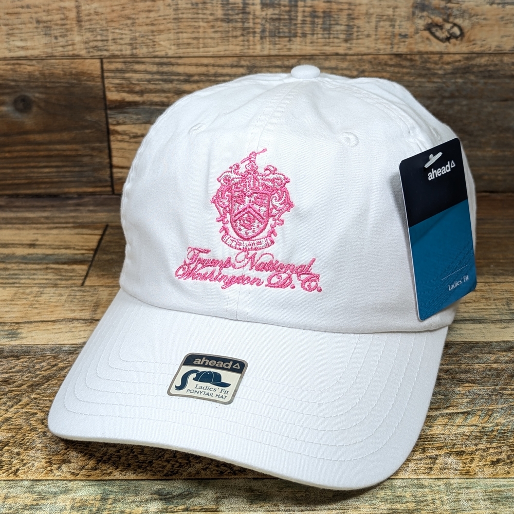 Trump National Washington DC Women's Ponytail Adjustable White Hat Cap